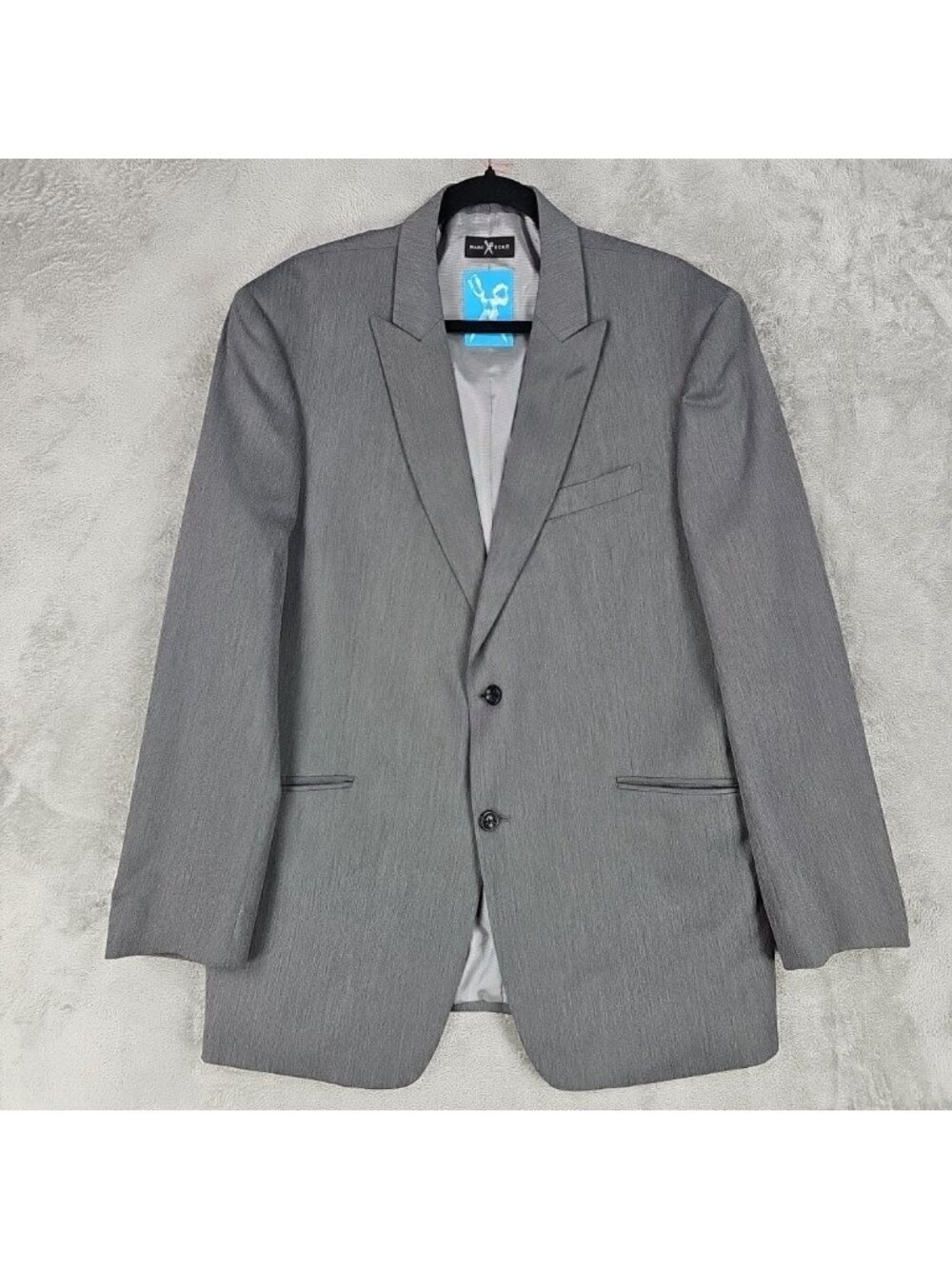 Marc Ecko Suit Jacket Mens 44R Gray Solid Stretch 2 Button Notch Lapel Business